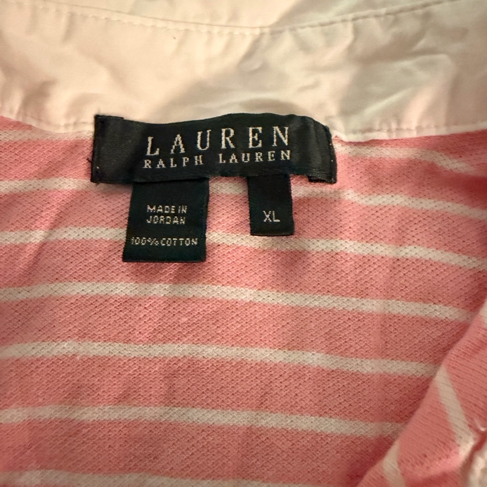 Lauren Ralph Lauren Pink/white cotton rugby women’s XL - Picture 3 of 3